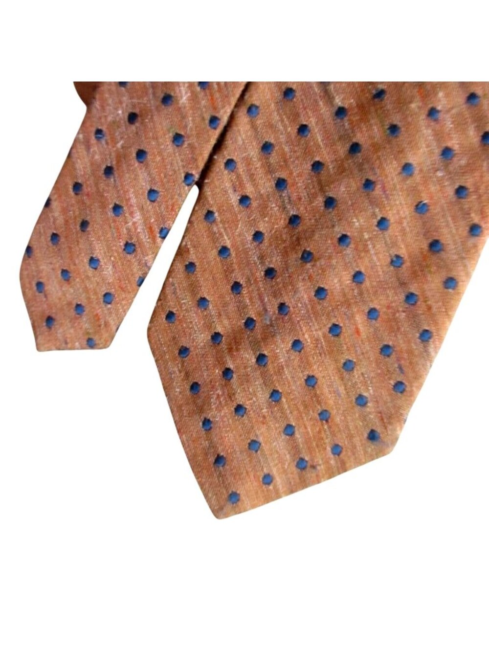 Count Barini Brown Vintage Necktie Blue Polka Dot Tie 100% Polyester 56" 1970's